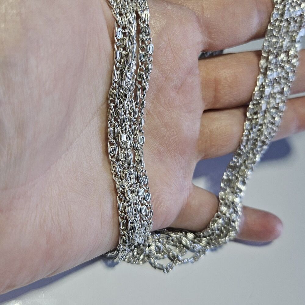 Vintage Sarah Coventry Multi Strand S-Link Silver Tone Necklace 15.5" 1960s - Picture 4 of 14